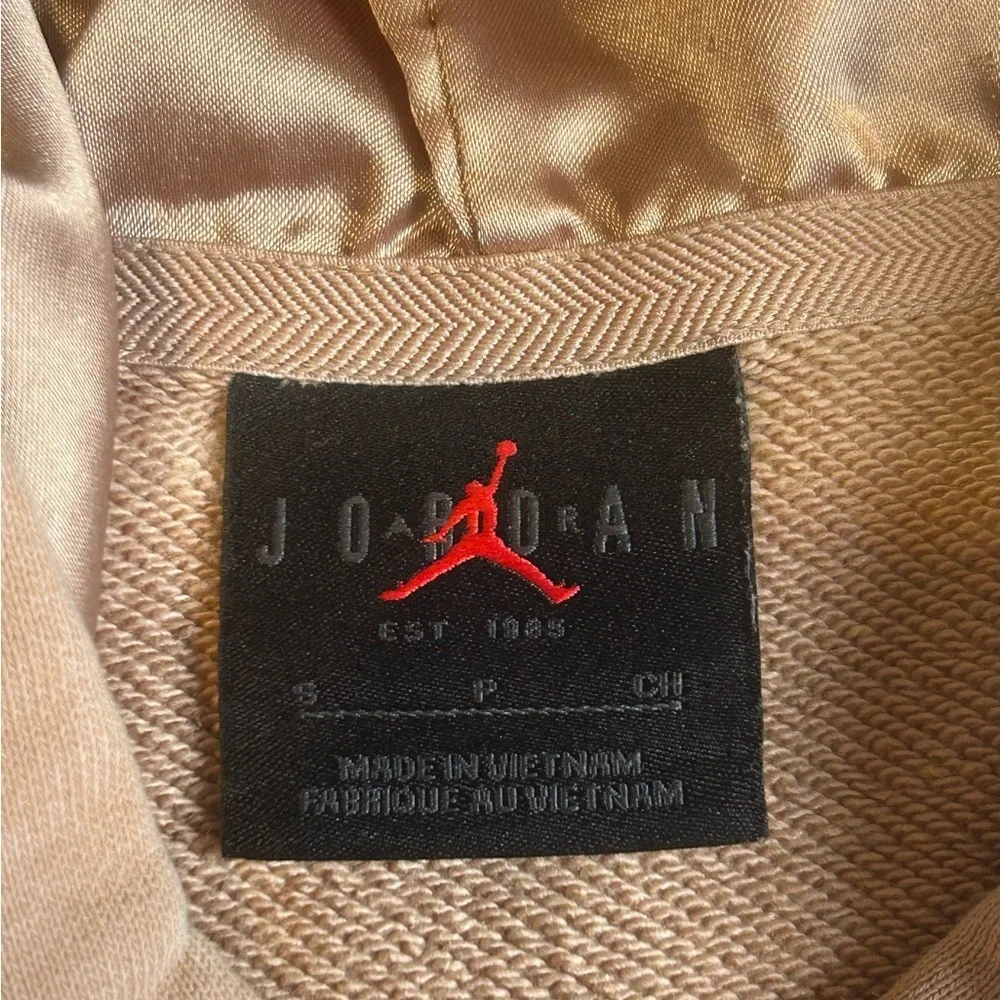 Jordan Satin Lined Hoodie Small Beige Pullover Nike Air